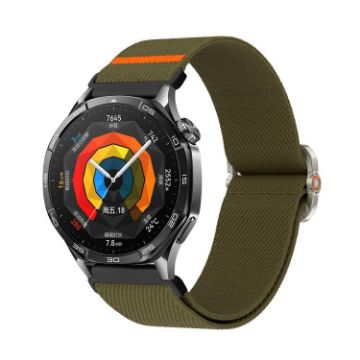 22mm Universal Nylon Watch Band - Dark Army Green Drip Elastic - 1