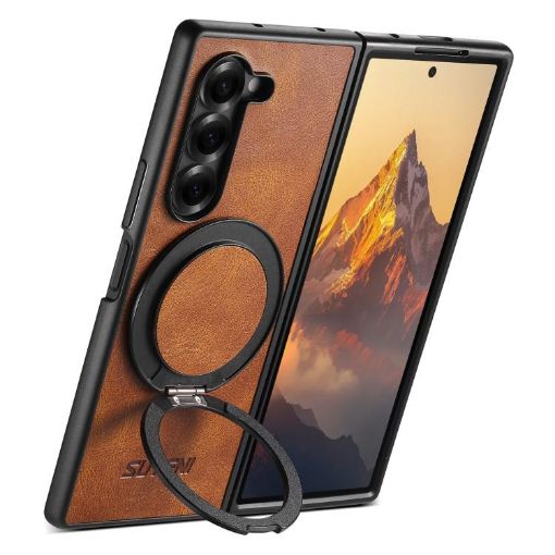 Samsung Galaxy Z Fold7 5G Brown MagSafe Case Suteni G3 Oil Wax Holder - 1