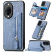 Huawei nova 14 Pro Blue Carbon Fiber Flip Zipper Wallet Phone Case - 1