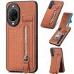Huawei nova 14 Pro Brown Carbon Fiber Flip Zipper Phone Case - 1