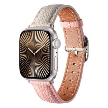 Genuine Leather Watch Band for Apple Watch 46/49/45/44mm - Trench Gray Pink - 1