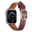 Genuine Leather Watch Band for Apple Watch 46/49/45/44mm - Misty Blue Burgundy - 3