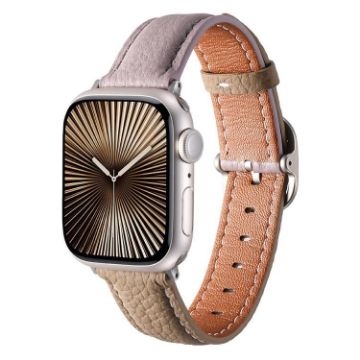 Genuine Leather Watch Band for Apple Watch 42/41/40/38mm - Misty Purple Khaki - 1
