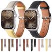 Genuine Leather Watch Band for Apple Watch 42/41/40/38mm - Trench Gray Yellow - 4