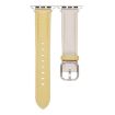 Apple Watch Band 42/41/40/38mm Square Buckle Litchi Leather White Yellow - 2