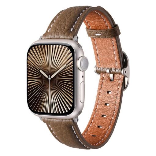 Genuine Leather Watch Band for Apple Watch 42/41/40/38mm - Brownish - 1
