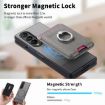 Samsung Galaxy Z Fold3 5G Gray Twill Fabric Card Bag Ring Magnetic Case - 6