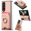Samsung Galaxy Z Fold4 5G Pink Twill Fabric Card Bag Ring Case - 1