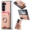 Samsung Galaxy Z Fold5 5G Pink Twill Fabric Card Bag Ring Case - 1