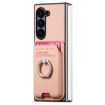 Samsung Galaxy Z Fold6 5G Pink Twill Fabric Card Bag Ring Case - 2