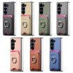Samsung Galaxy Z Fold6 5G Pink Twill Fabric Card Bag Ring Case - 8