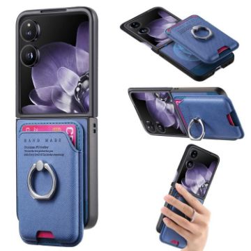Xiaomi Mix Flip Blue Twill Fabric Card Bag Ring Magnetic Phone Case - 1