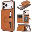 iPhone 17 Pro Max Kalebol Magnetic Card Bag MagSafe Leather Case Brown - 1
