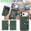 iPhone 17 Pro Max Green Leather Case with MagSafe Ring & Card Bag - 4