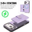 iPhone 17 Pro Max Purple Leather Case with MagSafe Ring & Card Bag - 3