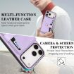 iPhone 17 Pro Max Purple Leather Case with MagSafe Ring & Card Bag - 6