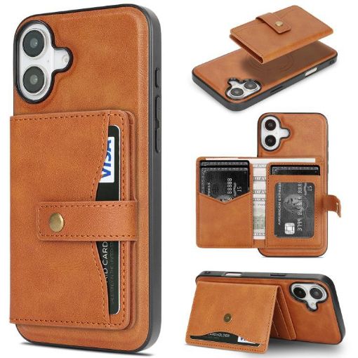 iPhone 17 Kalebol Magnetic Card Bag MagSafe Leather Case Brown - 1
