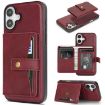 iPhone 17 Kalebol Red Leather MagSafe Case with Card Bag & Ring - 1