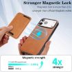 iPhone 17 Pro Max Kalebol Slim MagSafe Leather Case with Card Bag (Brown) - 4