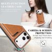 iPhone 17 Pro Max Kalebol Slim MagSafe Leather Case with Card Bag (Brown) - 6