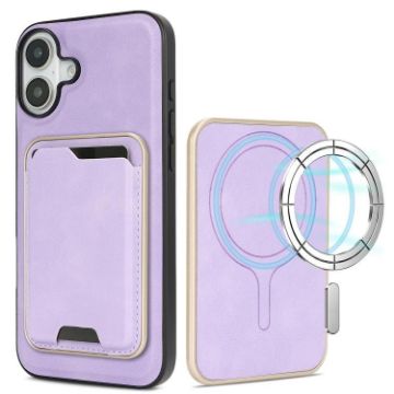iPhone 17 Kalebol Slim MagSafe Leather Case with Card Bag - Purple - 1