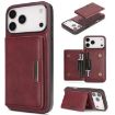 iPhone 17 Pro Red Leather MagSafe Card Bag Case - Kalebol Two-Fold - 1