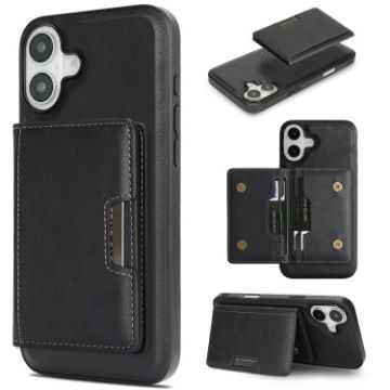 iPhone 17 Kalebol MagSafe Leather Card Bag Case - Black - 1
