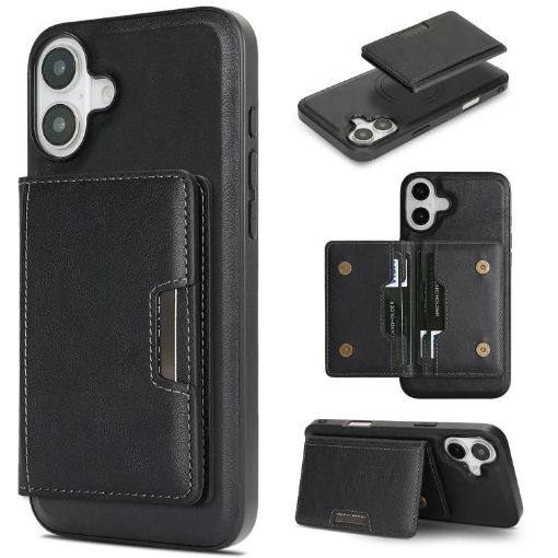 iPhone 17 Kalebol MagSafe Leather Card Bag Case - Black - 1