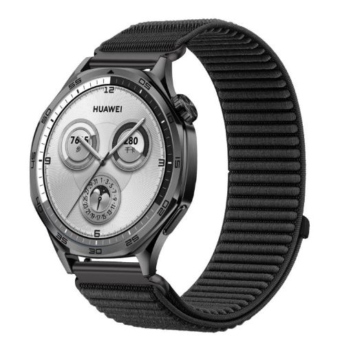 20mm Black Woven Nylon Hook & Loop Fastener Watch Band - 1