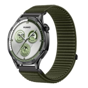 20mm Spruce Green Woven Nylon Hook & Loop Fastener Watch Band - 1