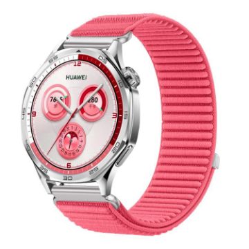 Red 20mm Woven Nylon Hook & Loop Fastener Watch Band - 1