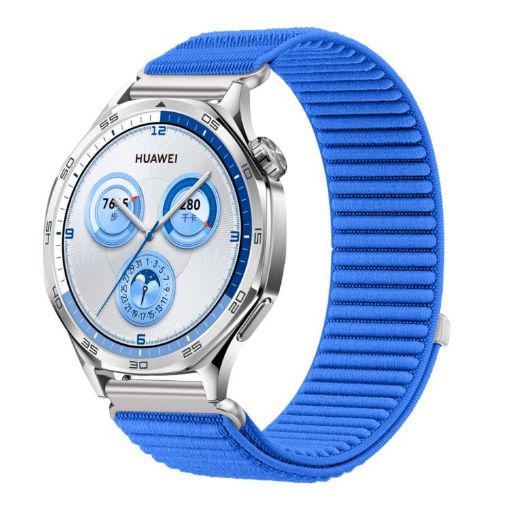 22mm Klein Blue Woven Nylon Hook & Loop Fastener Watch Band - 1