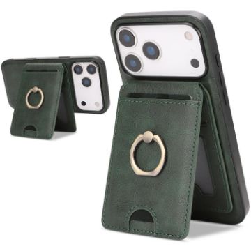 iPhone 17 Pro Max Green Leather MagSafe Card Holder Case by Kalebol - 1