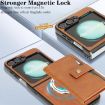 Samsung Galaxy Z Flip6 Brown Leather Case with MagSafe & Card Holder - 5