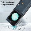 Samsung Galaxy Z Flip6 Blue Leather Case with MagSafe Ring & Card Bag - 4