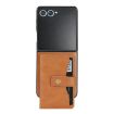 Samsung Galaxy Z Flip7 Leather Case with MagSafe Ring & Card Bag - Brown - 2