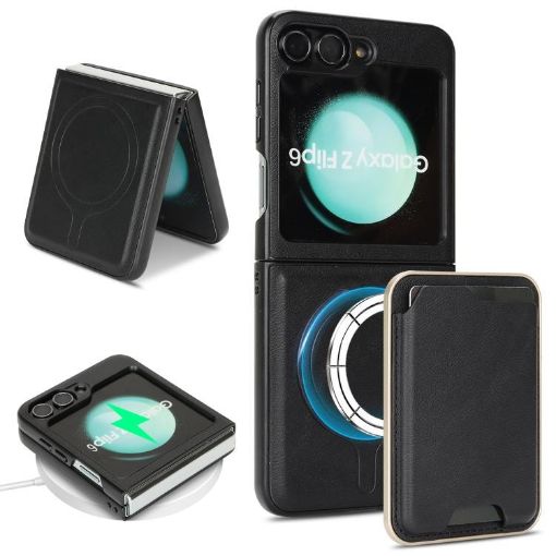 Samsung Galaxy Z Flip6 Kalebol MagSafe Leather Phone Case (Black) - 1