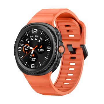Samsung Galaxy Watch 8 40mm/44mm Orange Silicone Band Wave Black Buckle - 1