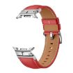 Samsung Galaxy Watch 8 Leather Band 40mm/44mm Red Silver Metal Connector - 2