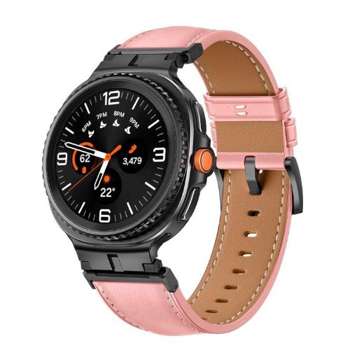 Samsung Galaxy Watch 8 Leather Band 40mm/44mm Pink Black Metal Connector - 1