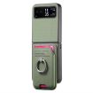 Moto Razr 40 Green Twill Fabric Card Bag Ring Magnetic Phone Case - 2
