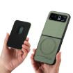 Moto Razr 40 Green Twill Fabric Card Bag Ring Magnetic Phone Case - 3