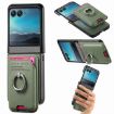 Moto Razr 40 Ultra Green Twill Fabric Card Bag Ring Magnetic Case - 1