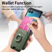 Moto Razr 40 Ultra Green Twill Fabric Card Bag Ring Magnetic Case - 6