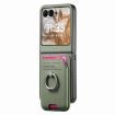 Moto Razr 50/60 Green Twill Fabric Card Bag Ring Magnetic Phone Case - 2
