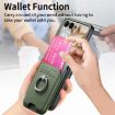 Moto Razr 50/60 Green Twill Fabric Card Bag Ring Magnetic Phone Case - 6