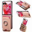 Moto Razr 50 Ultra Pink Twill Fabric Card Bag Ring Magnetic Case - 1