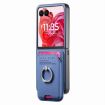 Moto Razr 50 Ultra Blue Twill Fabric Card Bag Ring Magnetic Case - 2