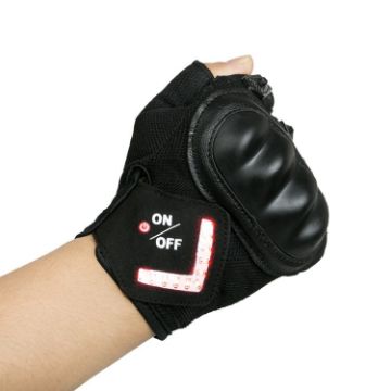 XL Black Automatic Induction Turn Signal Riding Warning Light Gloves - 1