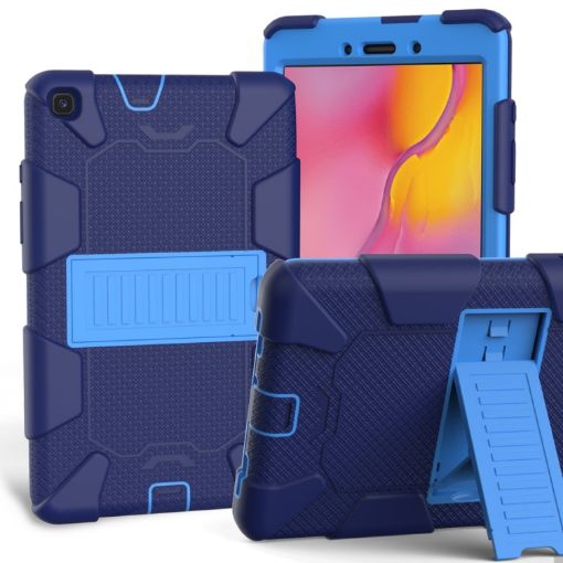 Galaxy Tab A8.0 2019 T290 Shockproof Silicone Case with Holder - Dark Blue - 1